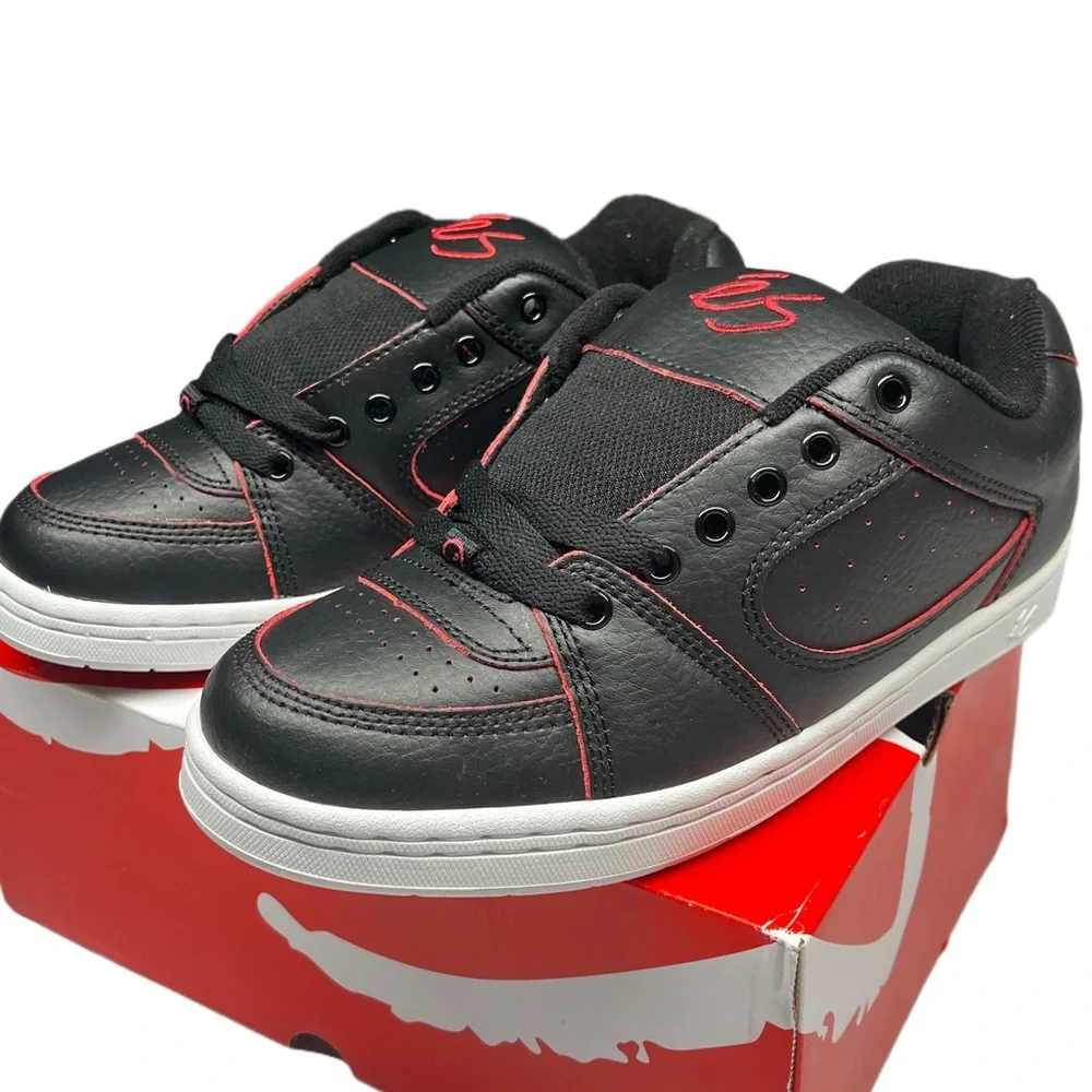 ES ACCEL OG retro black and red all leather chunky skateboarding shoes - Picture 1 of 11